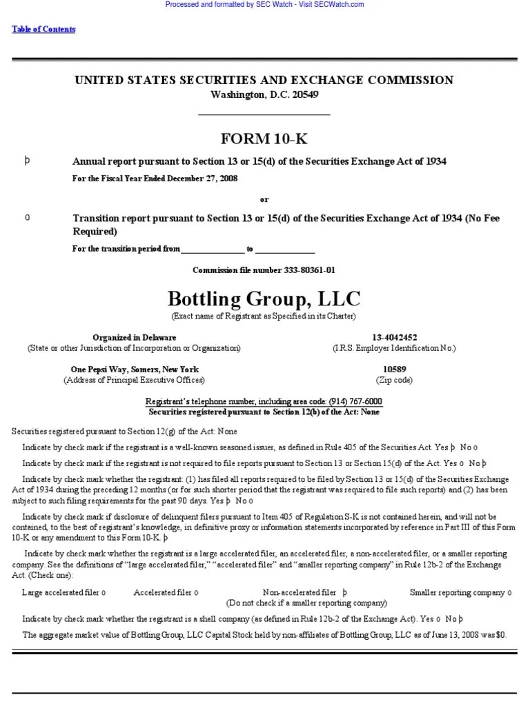 BOTTLING GROUP LLC 10K (Annual Reports) 20090220 PDF Pepsi Co