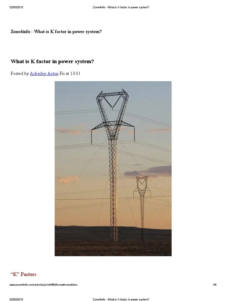 What Is K Factor in Power System PDF PDF Electric Power System