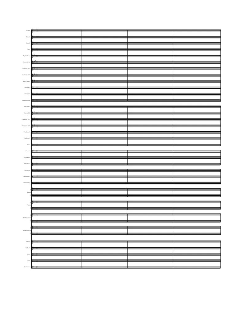 Full Orchestra blank music sheet