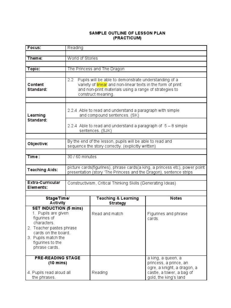 Lesson Plan Reading KSSR Lesson Plan Reading (Process)