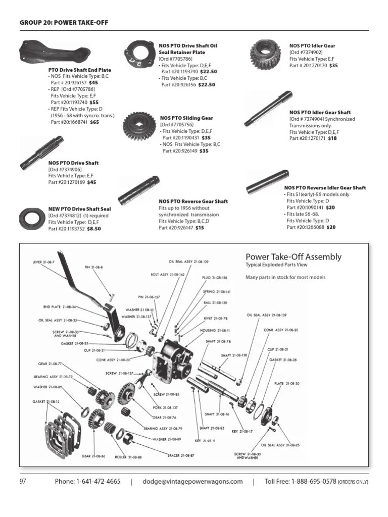 A Comprehensive Catalog of Power TakeOff Parts for Dodge Trucks Featuring Detailed Product