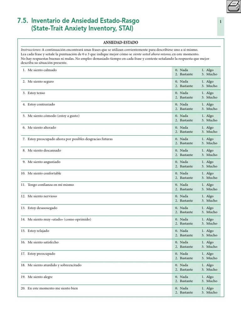 STAI Test Psicología