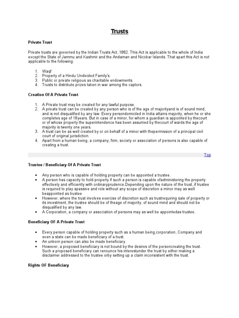 Primer On Trusts | PDF | Trust Law | Trustee