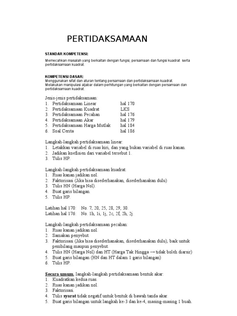 Soal Cerita Pertidaksamaan Linear Kelas 11