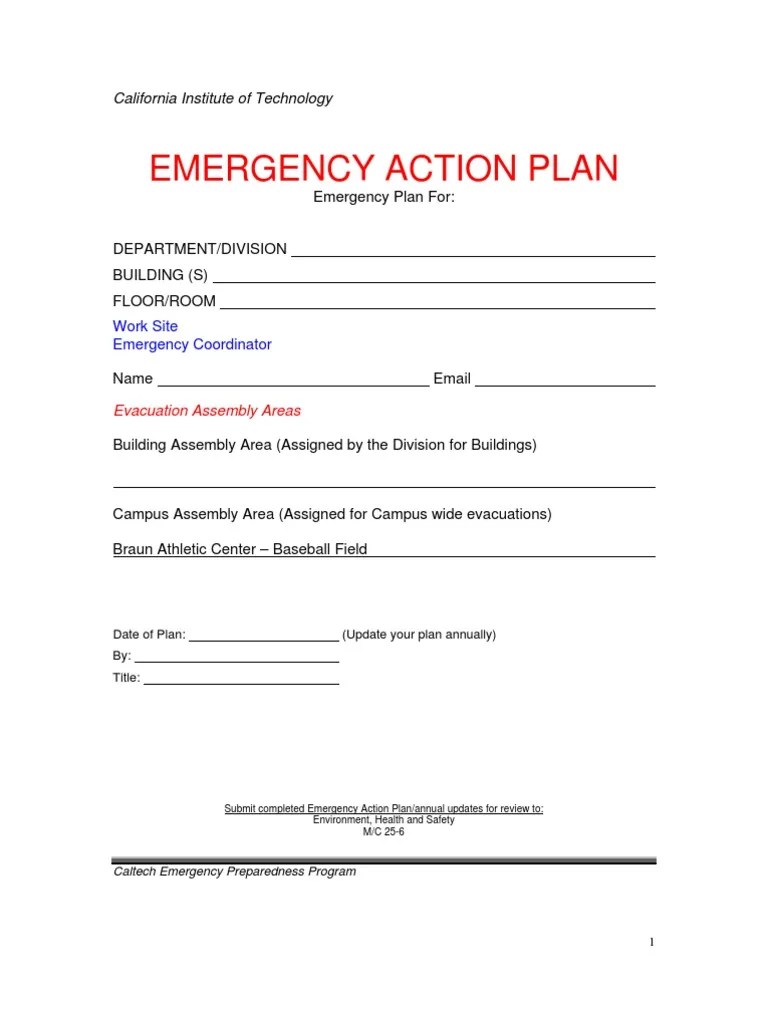 Emergency Action Plan Template PDF Emergency Management Emergency
