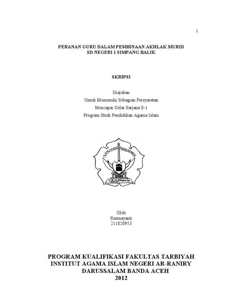 Skripsi Pai Tentang Akhlak