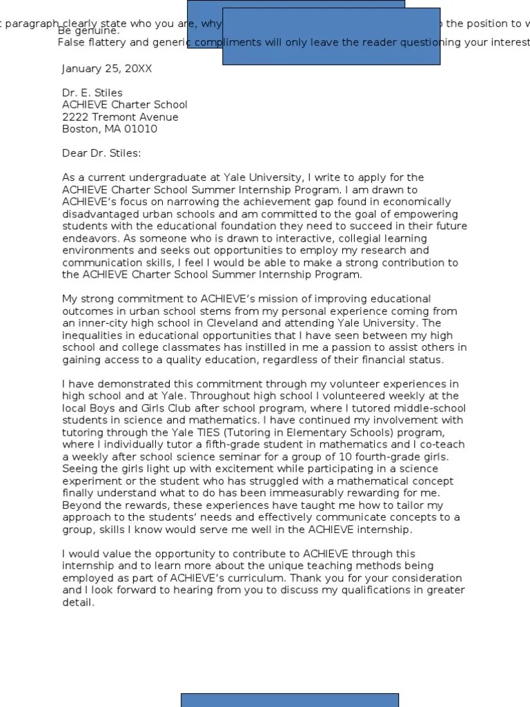 Cover Letter Samples Yale University Internship