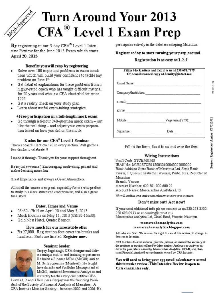 2013 CFA Level 1 Intensive Review Service Industries Economies