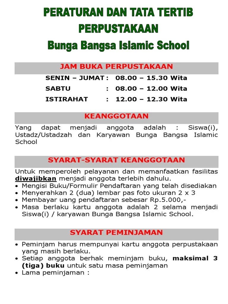 Tata Tertib Perpustakaan