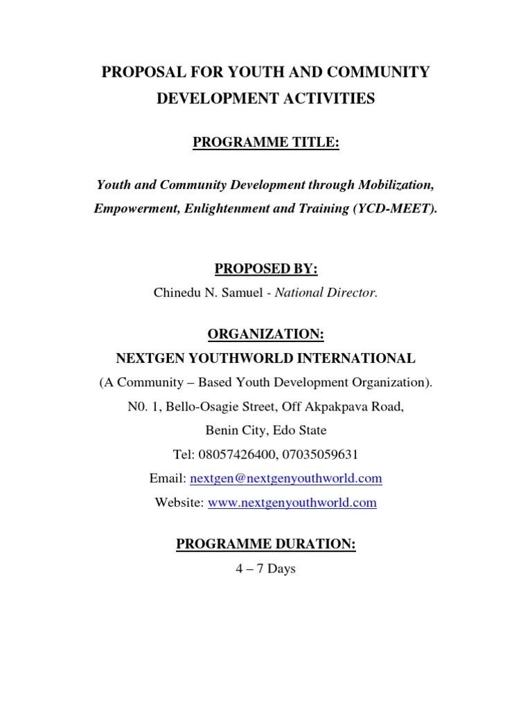 Proposal For Youth and Community Development Activities PDF