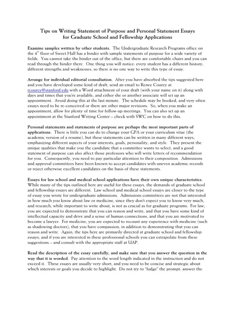 Writing statement of purpose Graduate School Essays
