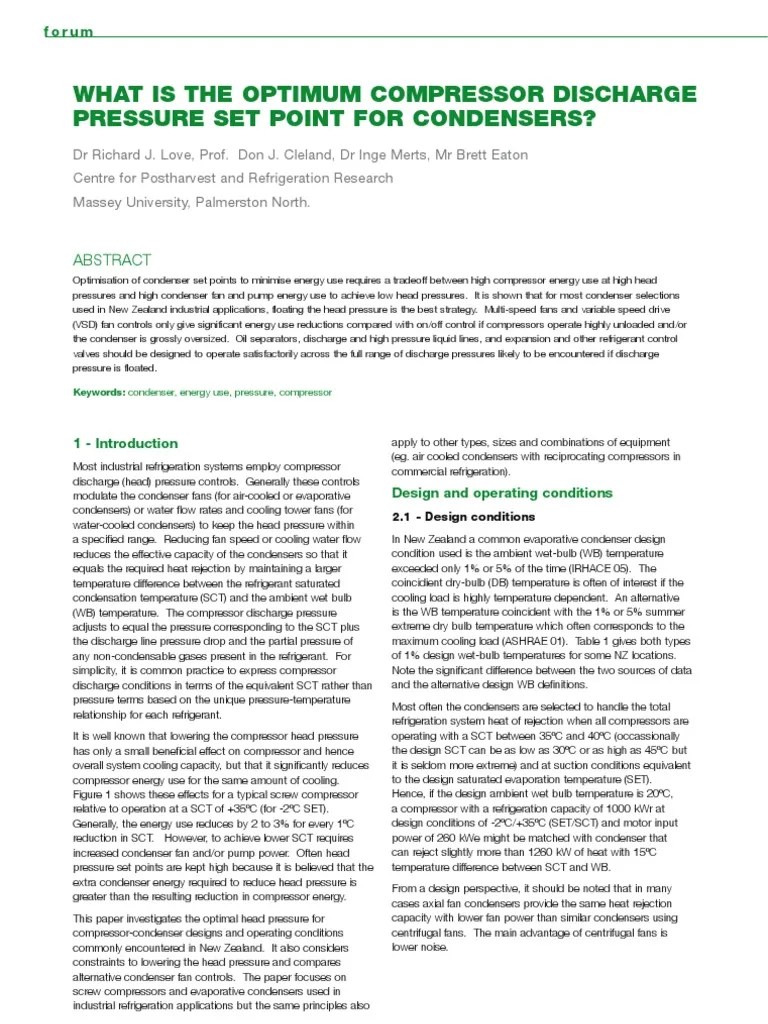 Head Pressure Refrigeration PDF Air Conditioning Refrigeration