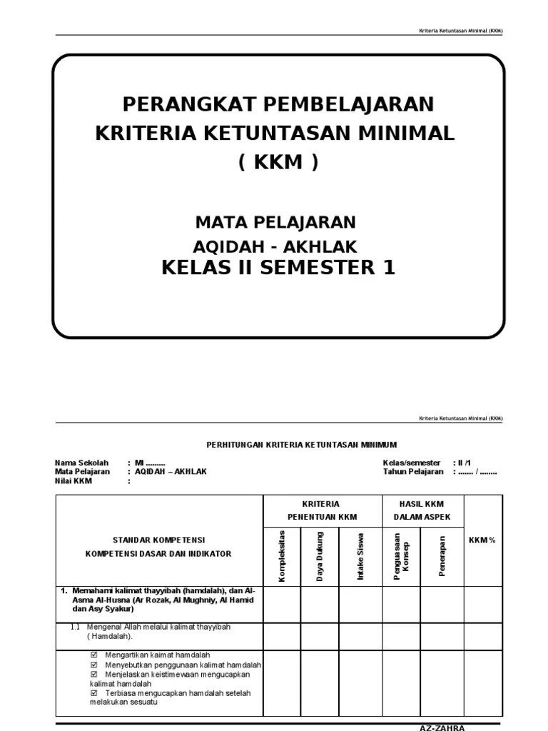 Rpp Aqidah Akhlak Kelas 1 Mi Ktsp Kumpulan Kunci Jawaban Buku