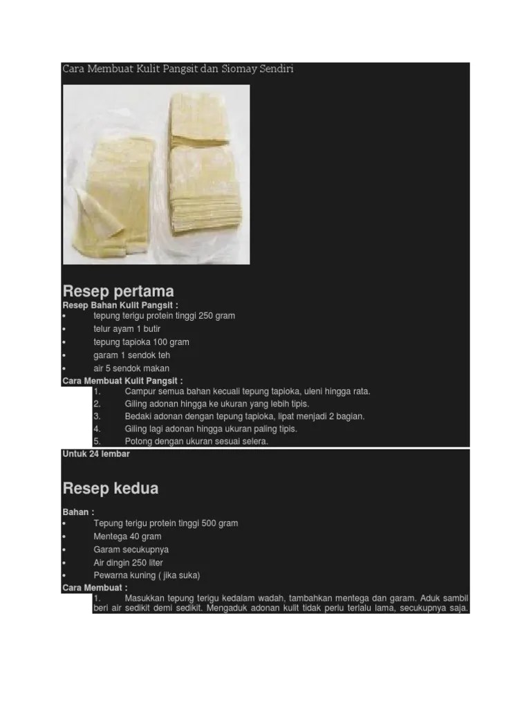 Cara Membuat Kulit Pangsit Dan Siomay Sendiri | PDF