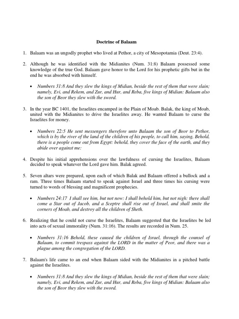 Doctrine of Balaam Torah Books Torah