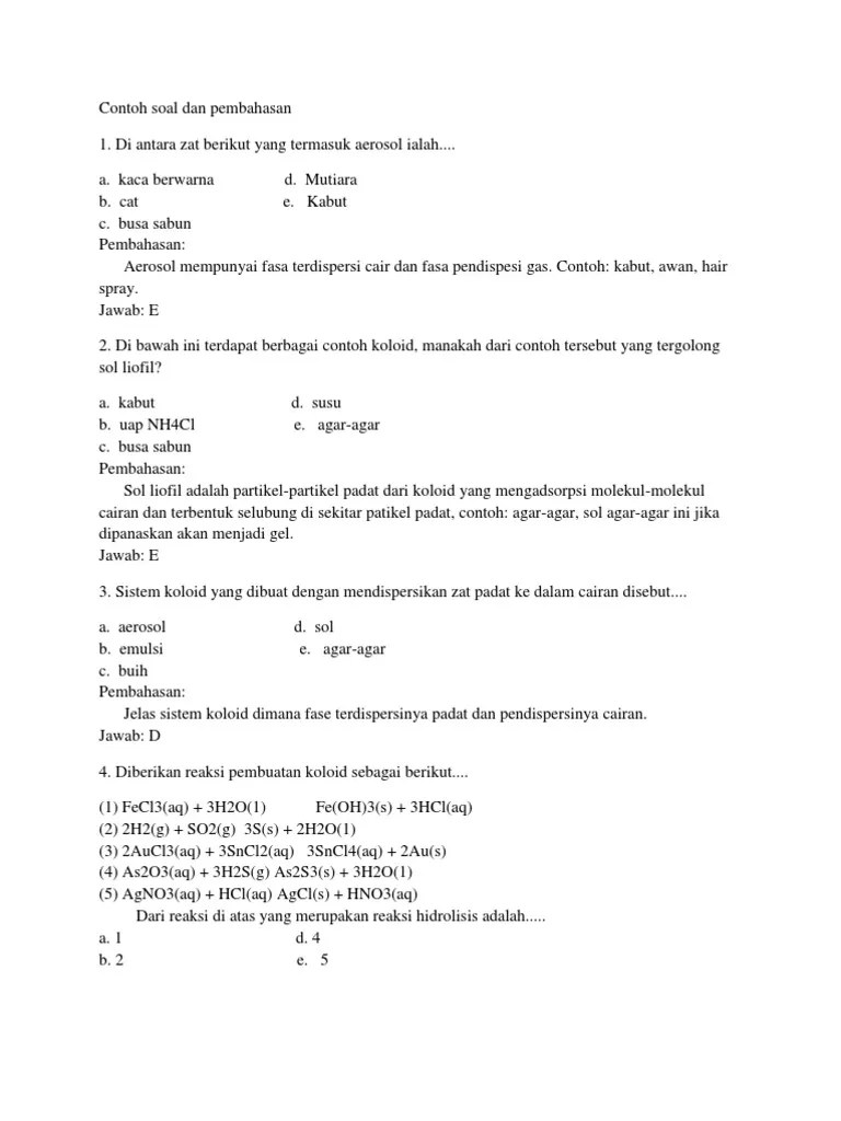 Contoh Soal Dan Pembahasan Koloid | PDF