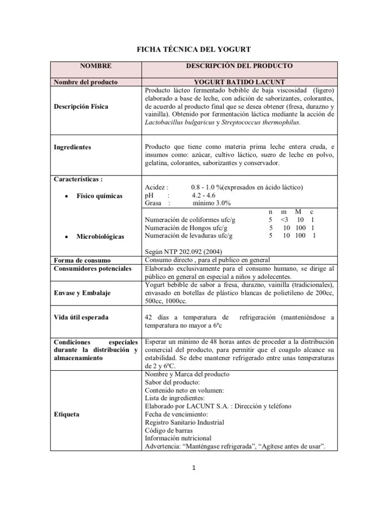 Descripcion Del Proceso Haccp Yoghurt