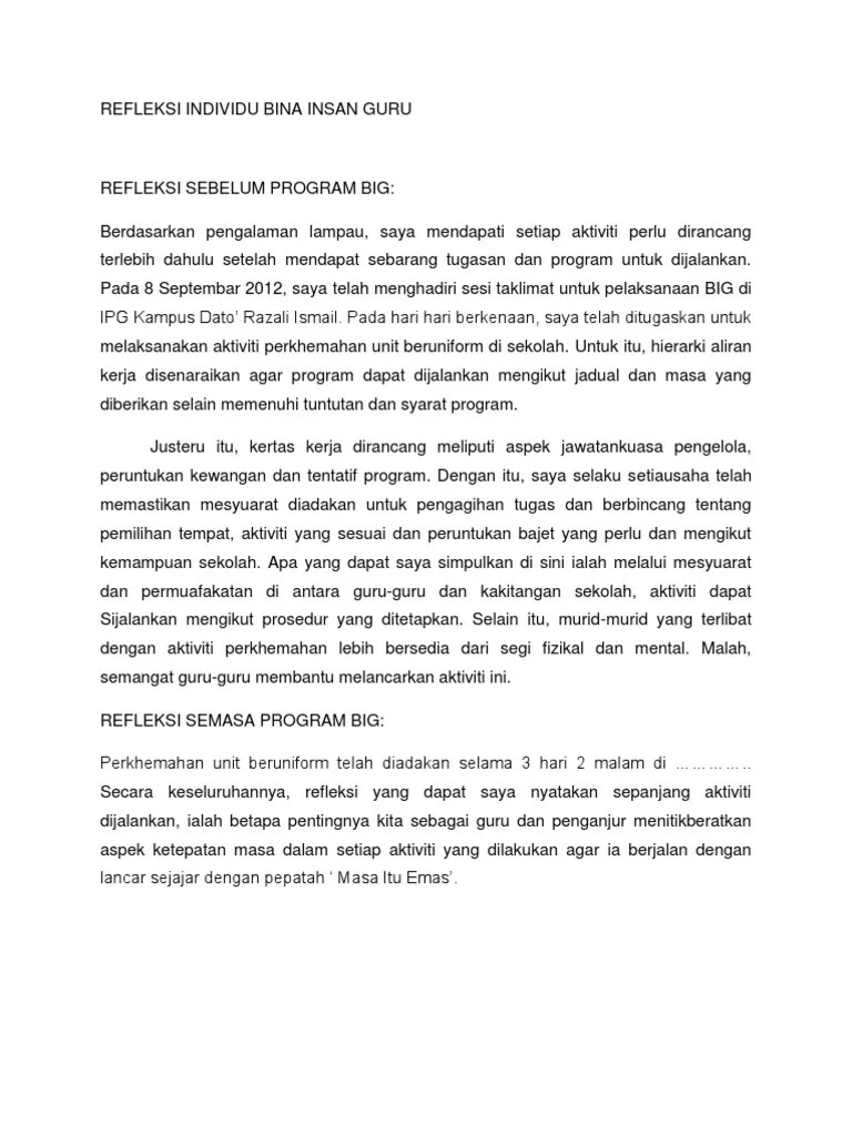 Contoh Laporan Refleksi Individu