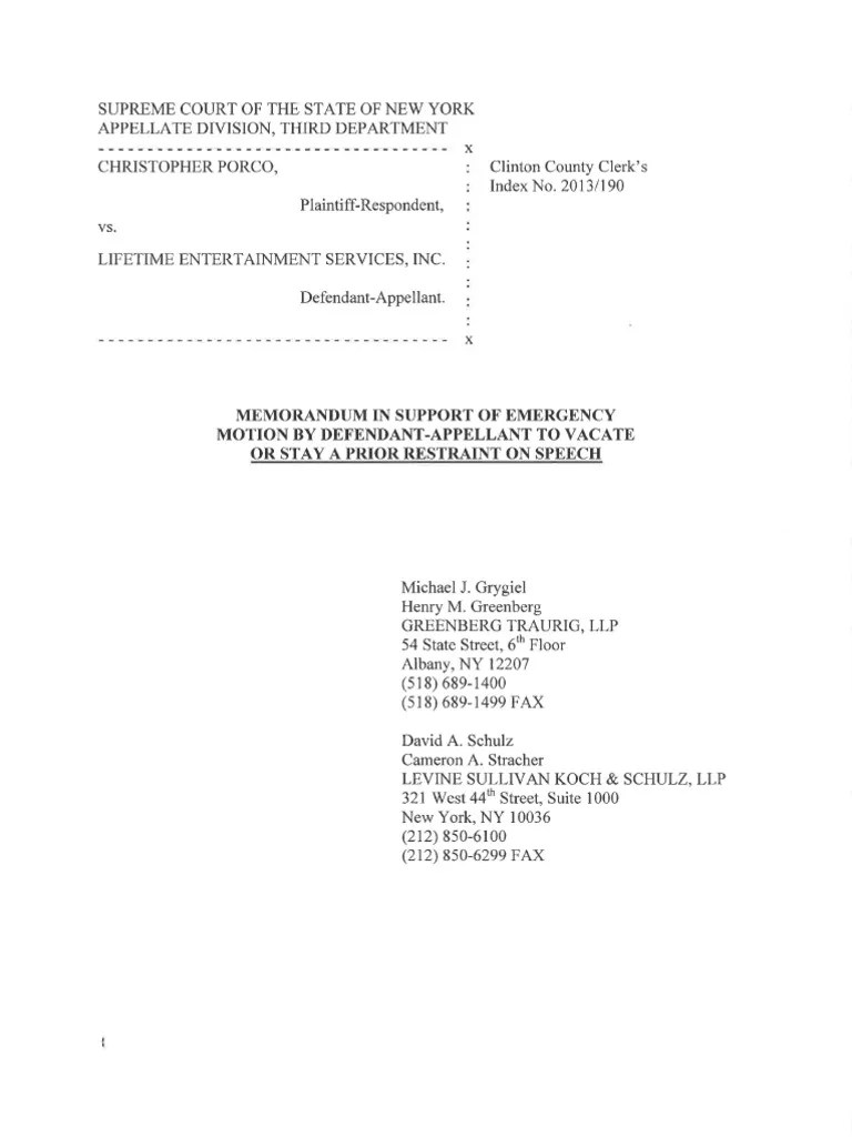 Emergency Motion to Vacate Prior Restraint Injunction