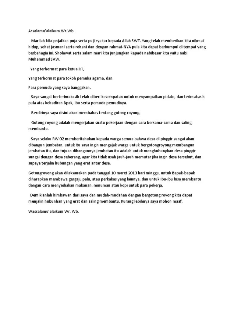 Contoh Teks Pidato Gotongroyong-Suryadi | PDF