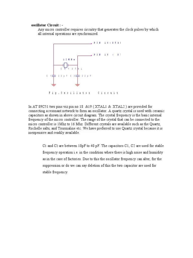 8051 Oscillator CKT Diagram and Description PDF Microcontroller