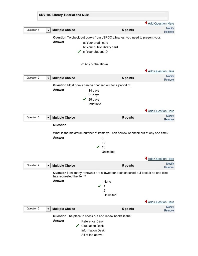 sdv100libraryquizbb Libraries Information Science