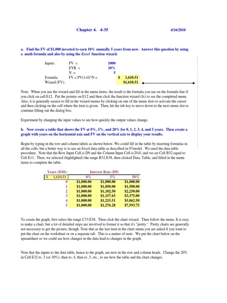 Analyzing Financial Calculations Using Excel Formulas and Functions
