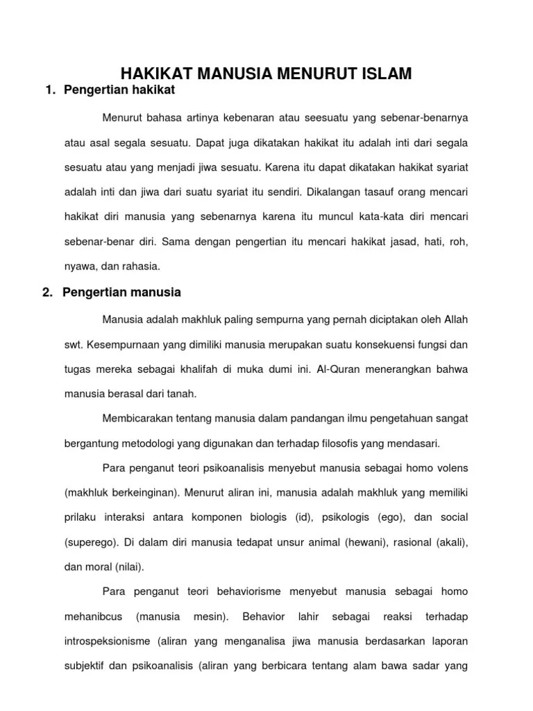 Hakikat Manusia Menurut Islam - Bahan Paper Materi 4 | PDF