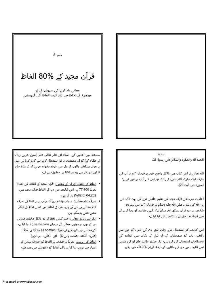 80 Quranic words in Urdu Languages Linguistics