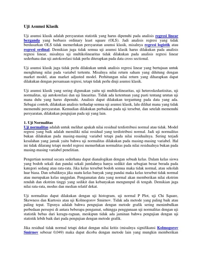 Uji Asumsi Klasik