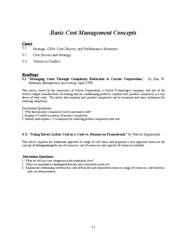 Basic Cost Concepts PDF Labour Economics Business Process