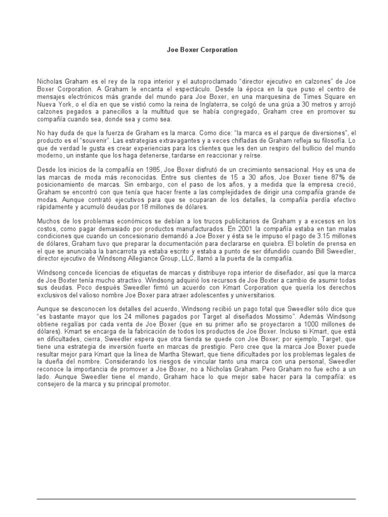 Caso Joe Boxer Descargar gratis PDF Kmart Publicidad