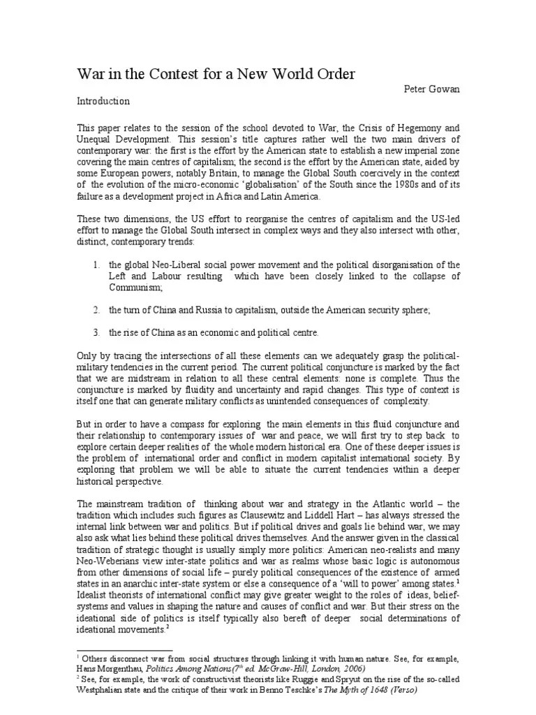 War in The Contest For A New World Order Peter Gowan PDF