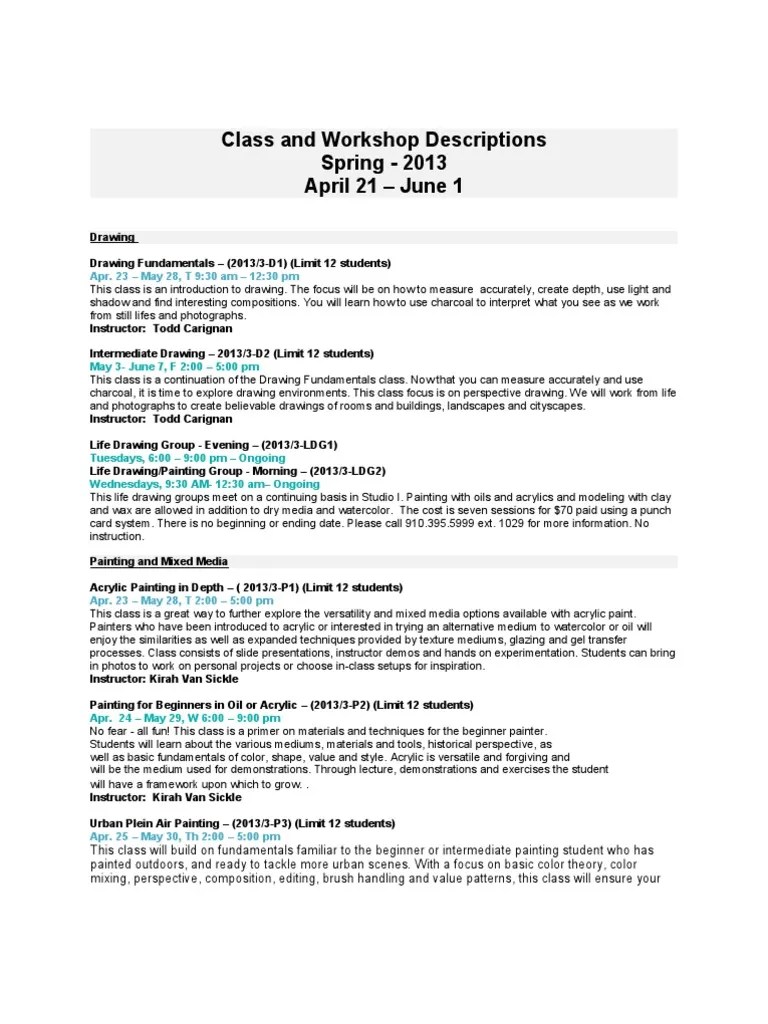 Class Descriptions Acrylic Paint Paintings