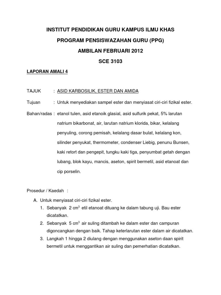 Contoh Laporan Eksperimen Kimia Tingkatan 4 Eksperimen Biologi Tingkatan 4 Pada Kesempatan Yang Lalu Kita Telah Mengulas Secara Singkat Tentang Teks Laporan Percobaan Sas Omas