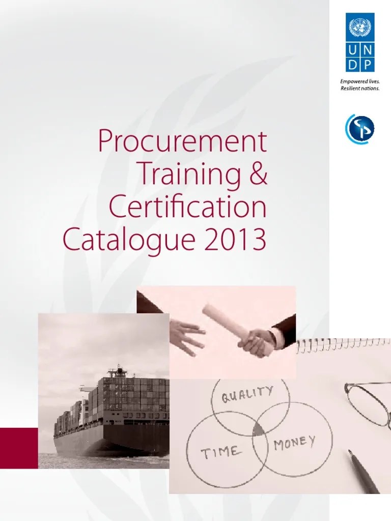 UNDP CIPS Procurement Training and Certification Programme 2013 Training Calendar PDF