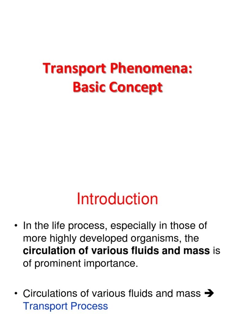 Transport Phenomena Basic Concept Transport Phenomena Fluid Dynamics