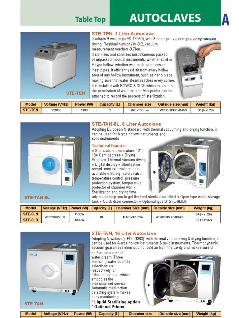 AutoClaves Catalog Sterilization (Microbiology) Steam Free 30