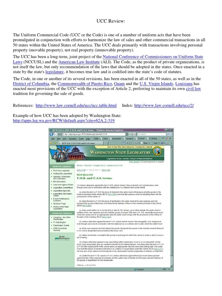 UCC Review PDF Uniform Commercial Code Implied Warranty