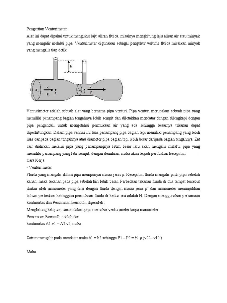 Pengertian Venturimeter | PDF