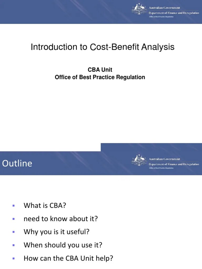Introduction To CostBenefit Analysis (CBA) PDF CostBenefit Analysis Economies