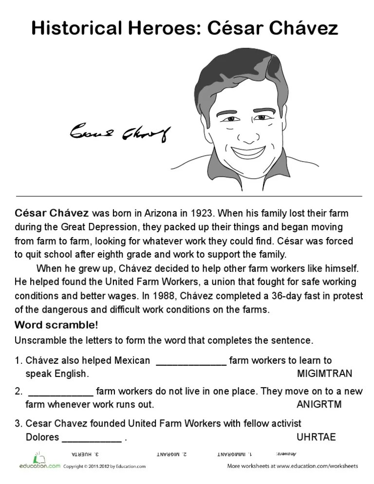Cesar Chavez Worksheet PDF