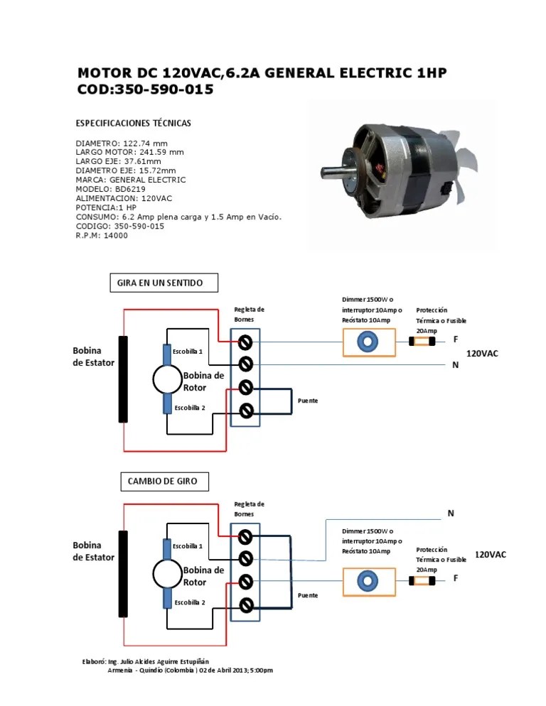 Diagrama Conexión Motor General Electric BD6219