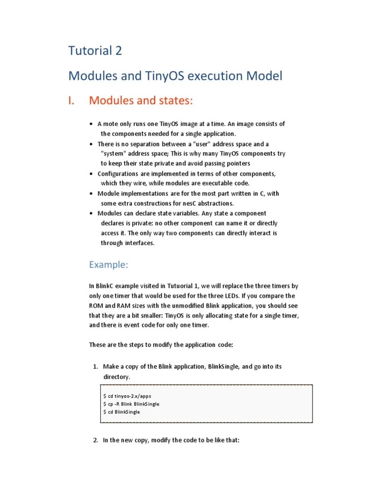 Modular Programming and Asynchronous Execution in TinyOS Interfaces, Commands, Events, Tasks