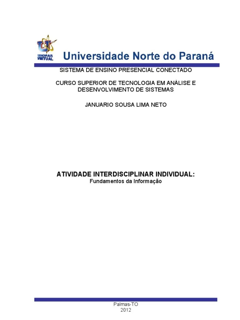 Portfolio Unopar Academico Individual 2012 Sistema de Informação