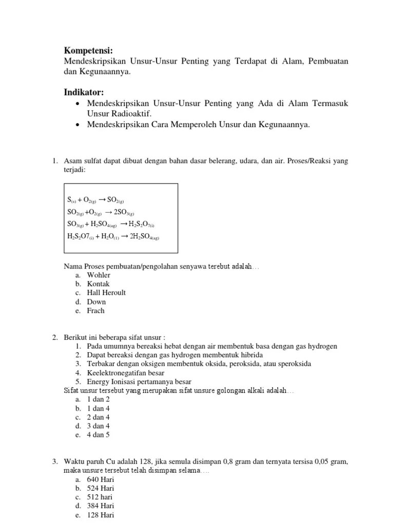 Asam Sulfat Dapat Dibuat Dengan Bahan Dasar Belerang | PDF