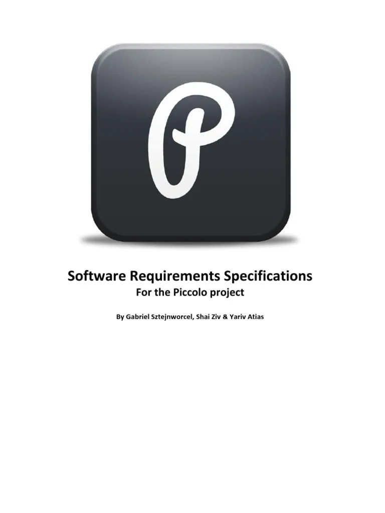 Software Requirements Specifications For The Piccolo Project PDF