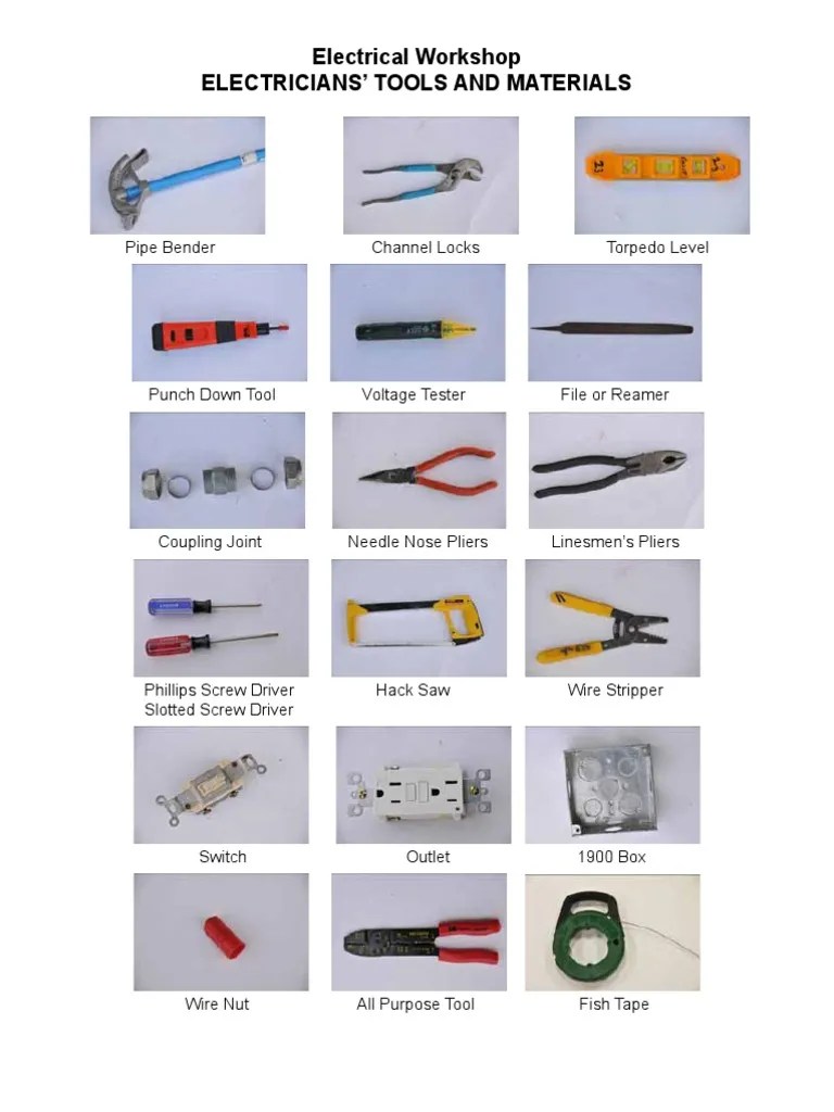 Electrical Tools and Worksheet