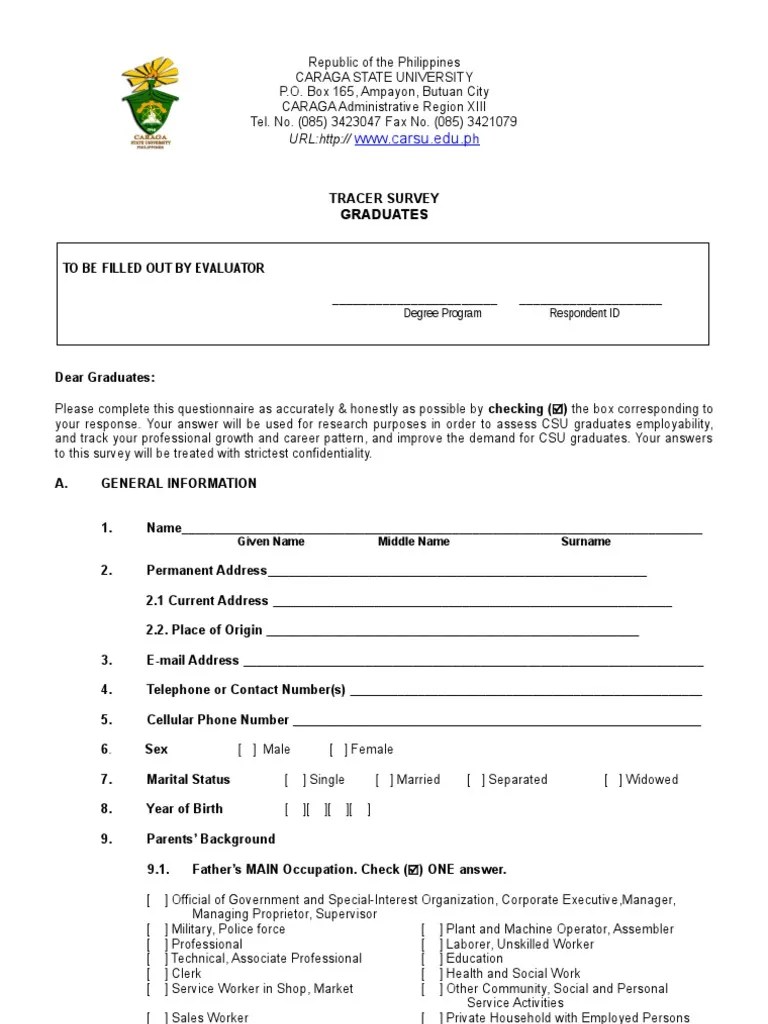 Graduate Questionnaire Self Employment Bachelor's Degree