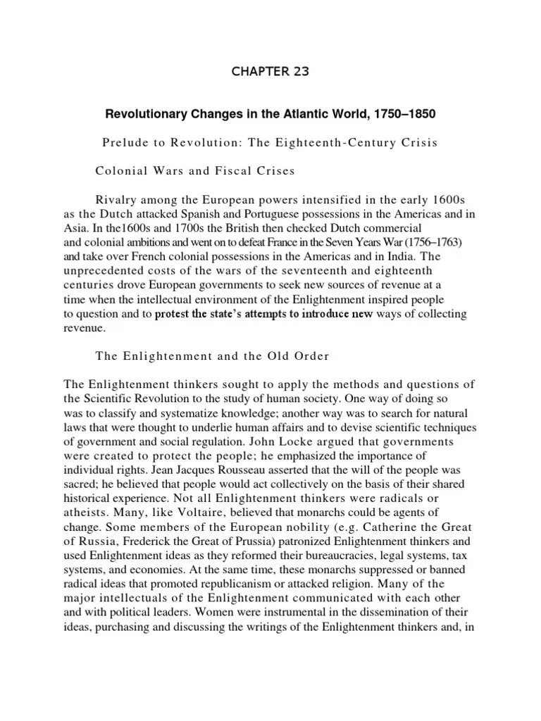 Chapter 23 AP World History Notes French Revolution Thirteen Colonies